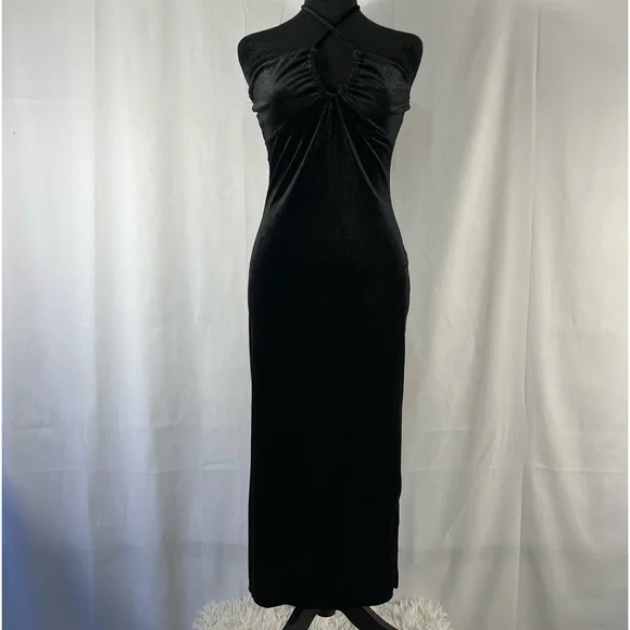 Black velvet, halter, midi dress, large 
NWT - Picture 6 of 6